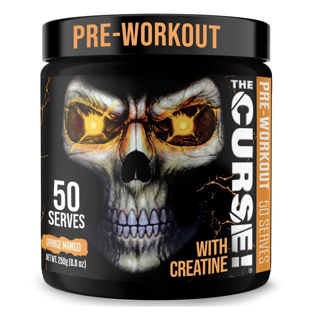JNX SPORTS The Curse! Pre Workout Powder for Men & Women, Caffeine, Beta-Alanine, Creatine, L-Citrulline, 50 Servings, Orange Mango Flavor - Boost Energy, Strength & Focus