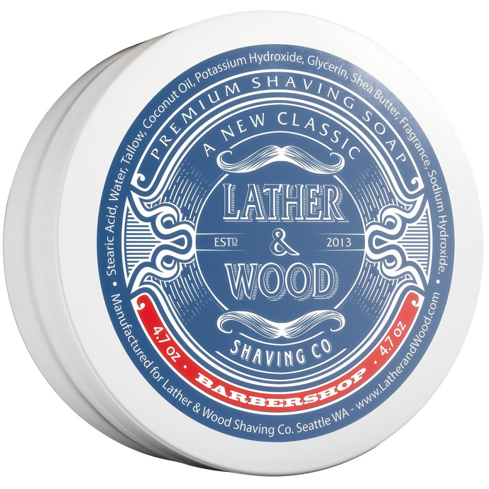Lather & Wood Shaving Soap - Barbershop - Simply The Best Luxury Shaving Cream - Tallow - Dense Lather with Fantastic Scent for The Worlds Best Wet Shaving Routine. 4.7 oz (Barbershop)