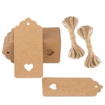 G2PLUS 100PCS Blank Gift Tags with String, Kraft Paper Hangtags, Hollow Heart Gift Tags, Wedding Favors Tags for Valentine\'s, Thanksgiving, Christmas
