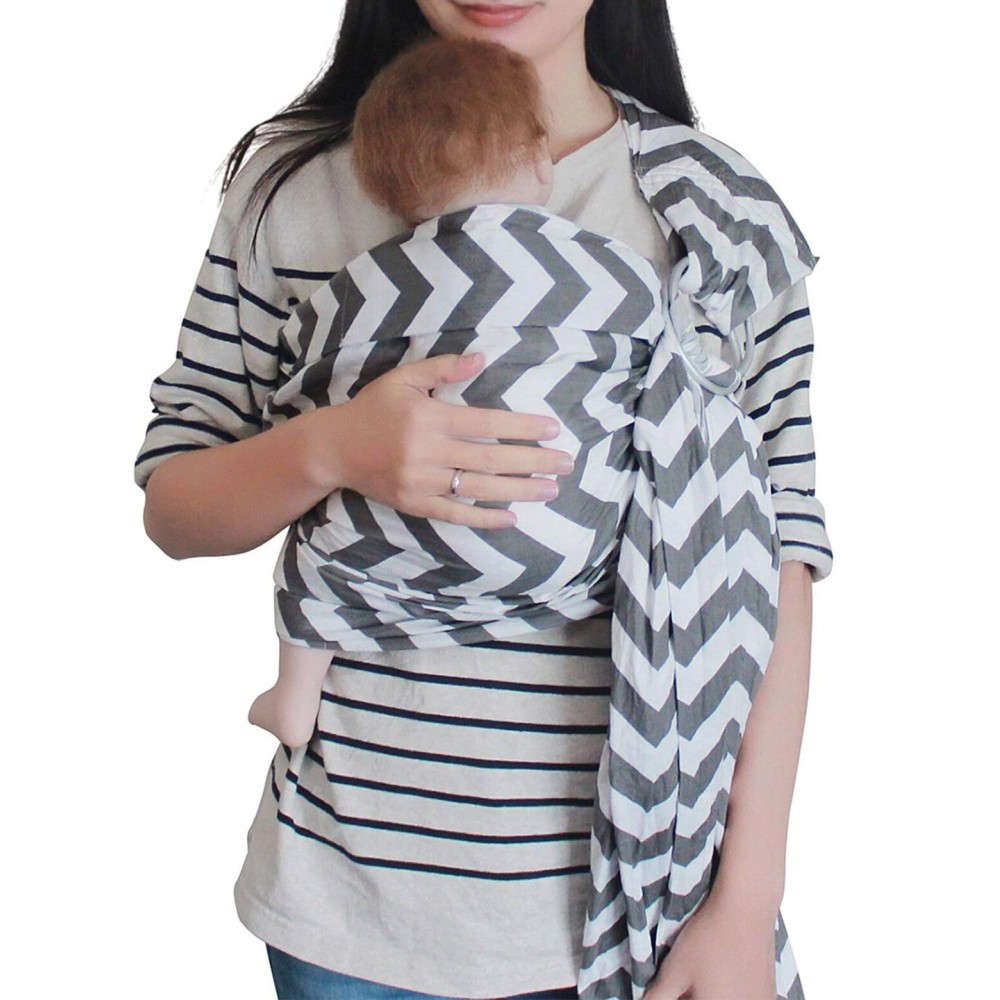 Vlokup Ring Sling Baby Carrier, Soft Cotton Baby Sling Carrier Newborn to Toddler, Baby Wrap Carrier for Plus Size Parents, Perfect Shower Gift, Gray Wave