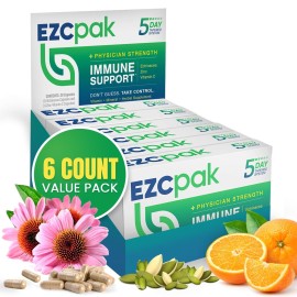 EZC Pak 5-Day Tapered Immune Support Booster - Vitamin Immune Support Supplement, Echinacea, Zinc Vitamin C, Immune Boosters for Adults - Immune Support Vitamins (Pack of 6)