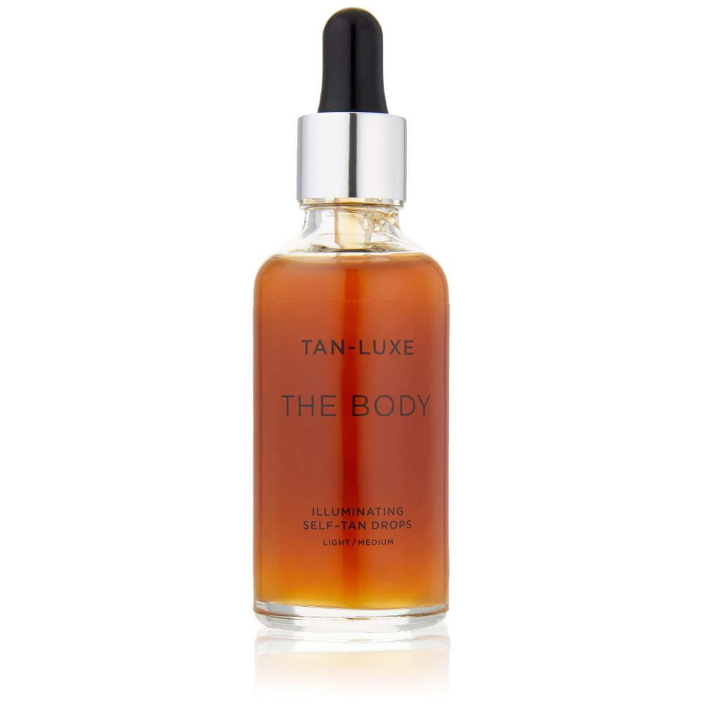 Tan-Luxe The Body Illuminating Self-Tan Drops, Customizable Self Tanning Serum, Natural Glow, Mix With Lotion, Vegan, Cruelty-Free, Streak-Free, 1.69 fl. oz/50 ml Bottle (Light/Medium)
