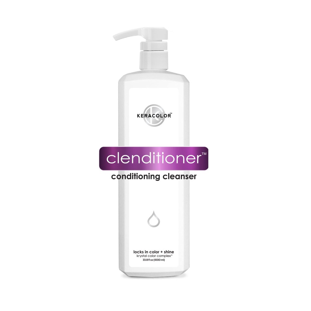 KERACOLOR Clenditioner Cleansing Conditioner Color Safe Prevents Fade - Replaces Your Shampoo, Keratin Infused, 33.8 Fl Oz