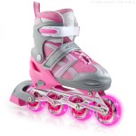 Premium Adjustable Inline Skates for Girls, Featuring Illuminating Front Wheels, Awesome-looking, One-of-a-Kind, Comfortable & Durable Rollerblades Large