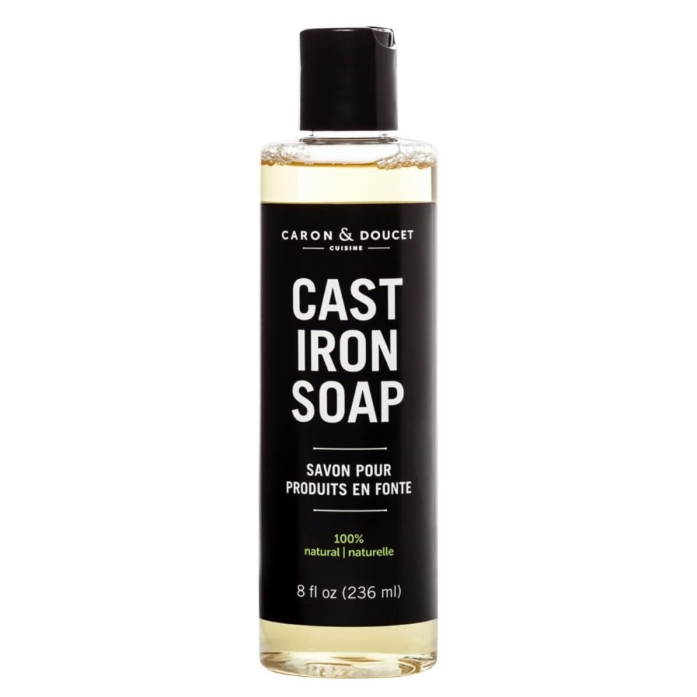 CARON & DOUCET - Cast Iron Cleaning Soap | 100% Plant-Based Soap | Best for Cleaning, Restoring, Removing Rust and Care Before Seasoning | For Skillets, Pans & Cast Iron Cookware (8 oz)