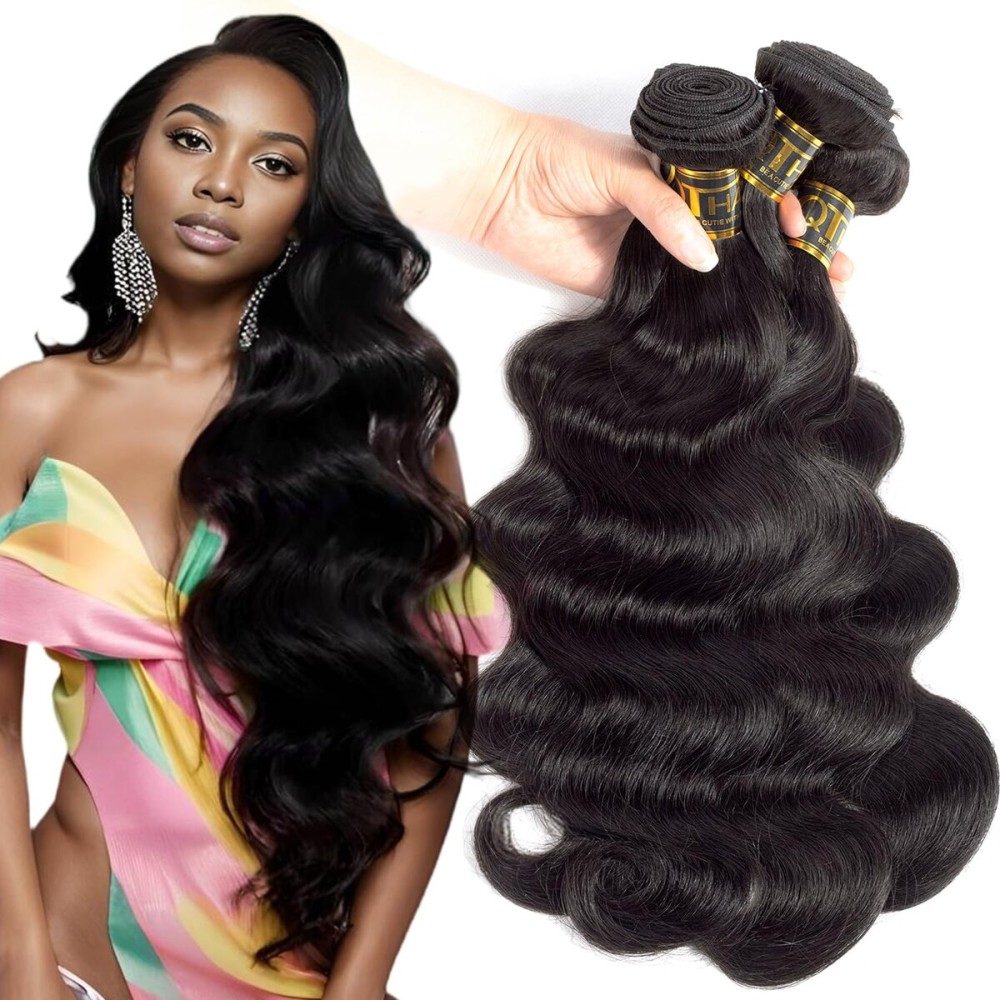 QTHAIR Brazilian Virgin Hair 18A Grade Body Wave Bundles 100% Unprocessed Virgin Brazilian Body Wavy Human Hair Bundles 20 18 16 300g Brazilian Body Wave Human Hair Extensions