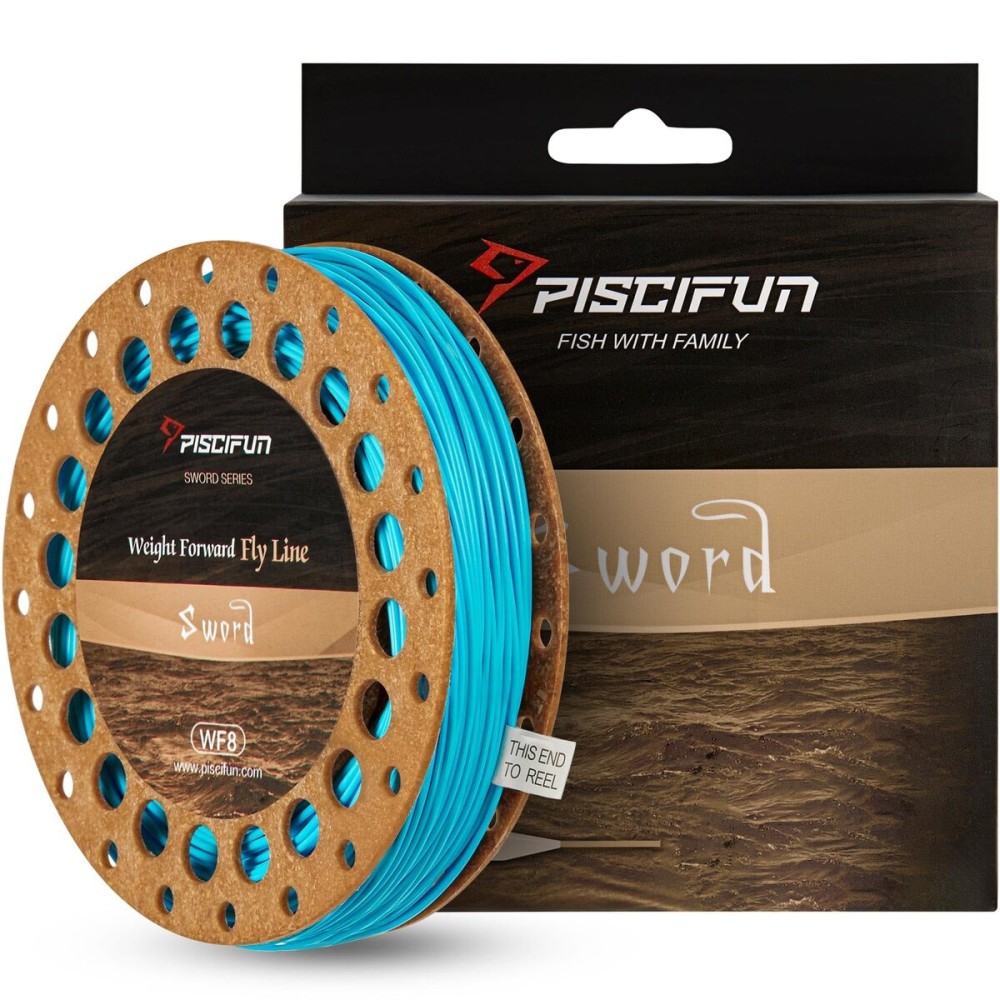 Piscifun Sword Fly Fishing Line with Welded Loop, Weight Forward Floating Fly Line, WF5wt, 100FT, Sky Blue