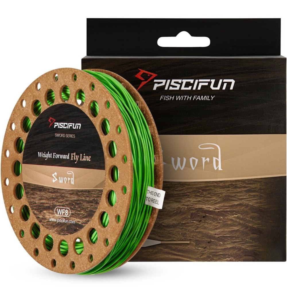 Piscifun Sword Fly Fishing Line with Welded Loop, Weight Forward Floating Fly Line, WF3wt, 90FT, Fruit Green
