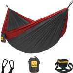 Wise Owl Outfitters Hammock for Camping Double Hammocks Gear for The Outdoors Backpacking Survival or Travel - Portable Lightweight Parachute Nylon DO Charcoal & Red