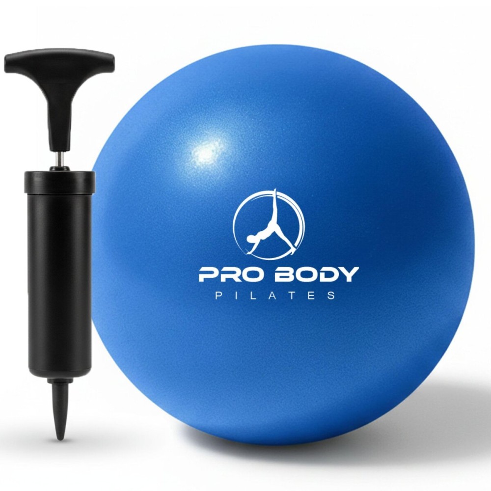 ProBody Pilates Small Exercise Ball with Pump - 9 Inch Workout Ball for Stability, Barre, Yoga, Core & Physical Therapy, Home Gym & Office Use (Blue)