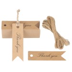 G2PLUS Mini Thank You Tags, 100PCS Small Gift Tags with String, Paper Hang Tag, Kraft Paper Gift Tag with Jute Twine for Arts and Crafts, Wedding, Christmas, Thanksgiving (Brown)
