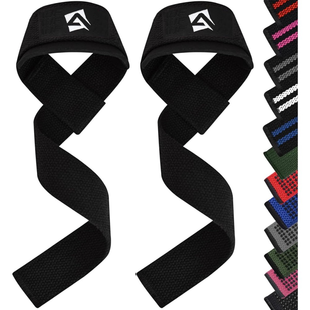 AQF Lifting Wrist Straps for Weightlifting, Powerlifting & Deadlifts - 23 Neoprene Padded Cotton Straps for Strength Training & Gym Workouts - Maximum Grip Support for Men & Women