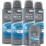 Dove Men+Care Dry Spray Antiperspirant for Men 4-Pack (3.8 Oz Ea) + Travel Deodorant Stick (0.5 Oz) - 72H Protection, Long-Lasting Clean Comfort Fragrance