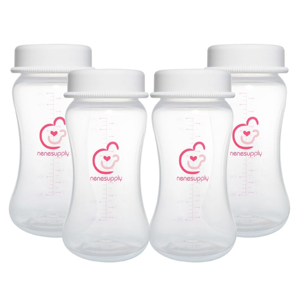 Nenesupply 9oz 4 Count Wide Neck Mouth Breastmilk Storage Bottle Breast Pump Bottles Use for Pumping with Spectra S1 S2 9 Plus Breast Pumps. Replace Spectra Bottles for Pumping Breastmilk Collection