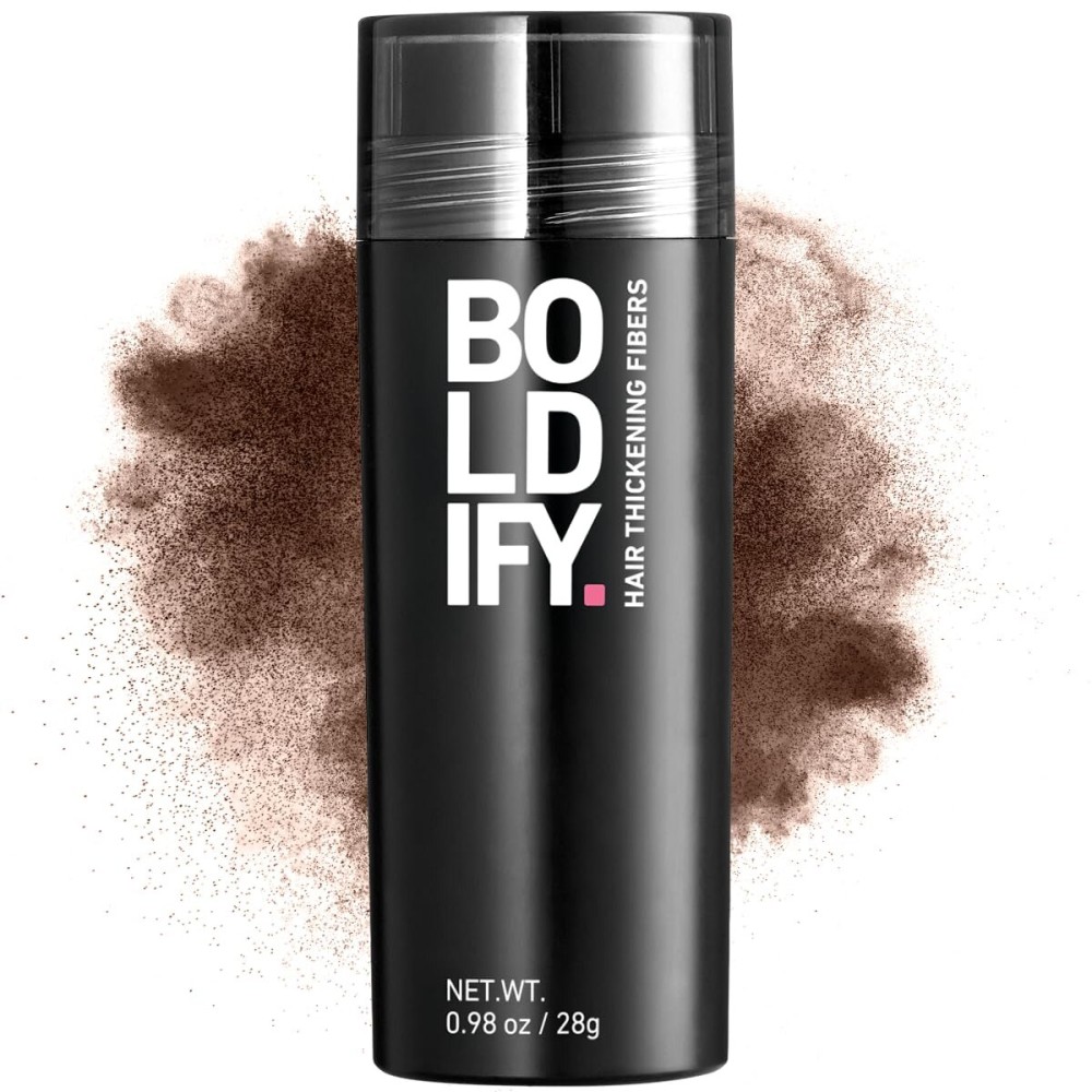 BOLDIFY Hair Fibers (28g) - Fill In Thinning and Fine Hair for an Instantly Fuller, Thicker Look - 14 Shades for Women & Men - Medium Brown