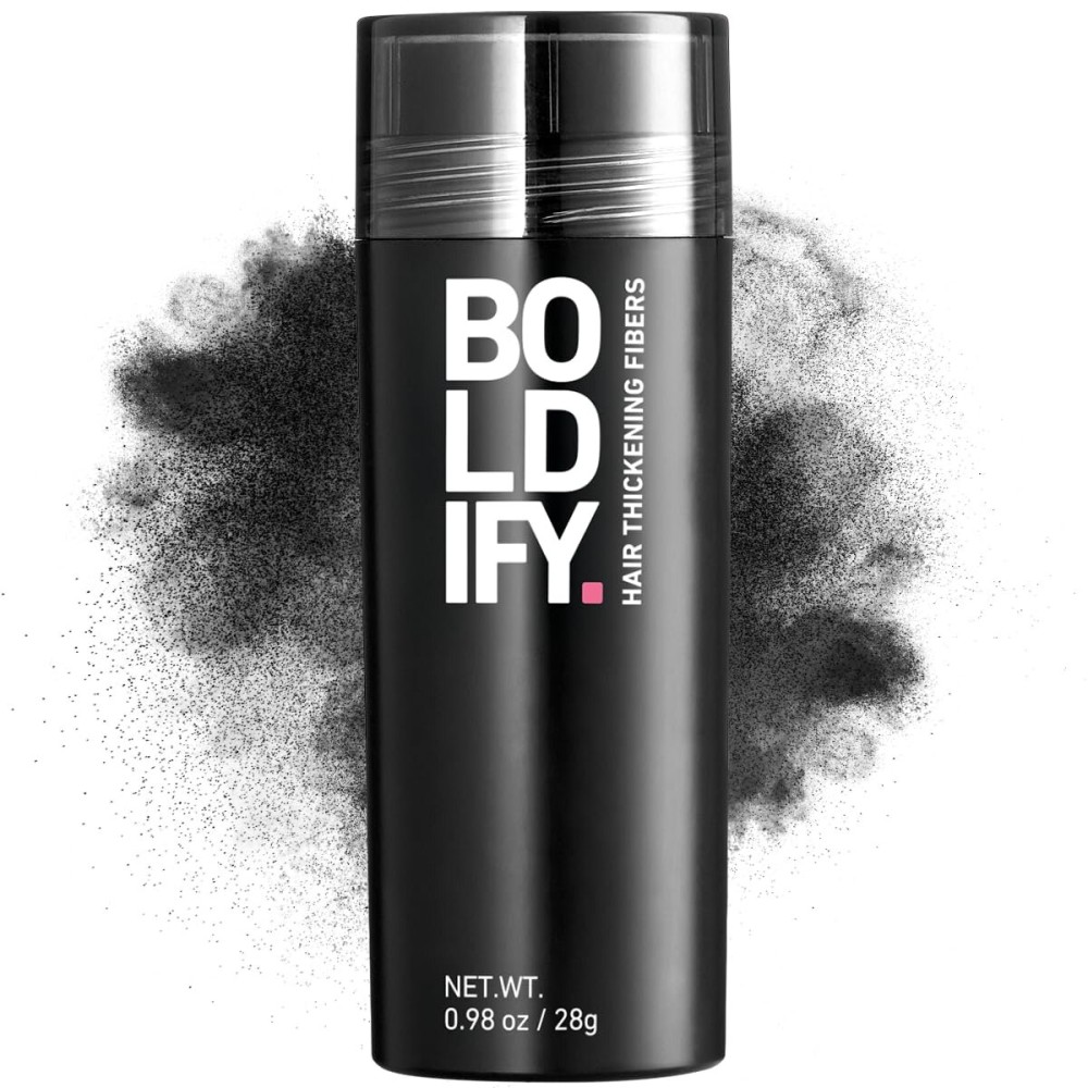 BOLDIFY Hair Fibers (28g) - Fill In Thinning and Fine Hair for an Instantly Fuller, Thicker Look - 14 Shades for Women & Men - Black