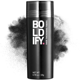 BOLDIFY Hair Fibers (28g) - Fill In Thinning and Fine Hair for an Instantly Fuller, Thicker Look - 14 Shades for Women & Men - Black