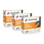 Dealmed Fabric Flexible Adhesive Bandages - 100 Count (3 Pack) Bandages with Non-Stick Pad, Latex Free, Wound Care for First Aid Kit, 3 x 3/4
