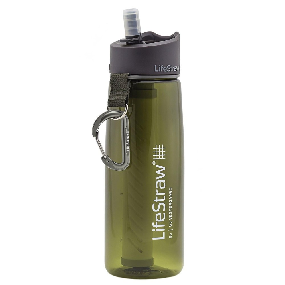 LifeStraw Go Bottle 2-Stage with Integrated 1,000 Liter LifeStraw Filter and Activated Carbon, Green, 22oz