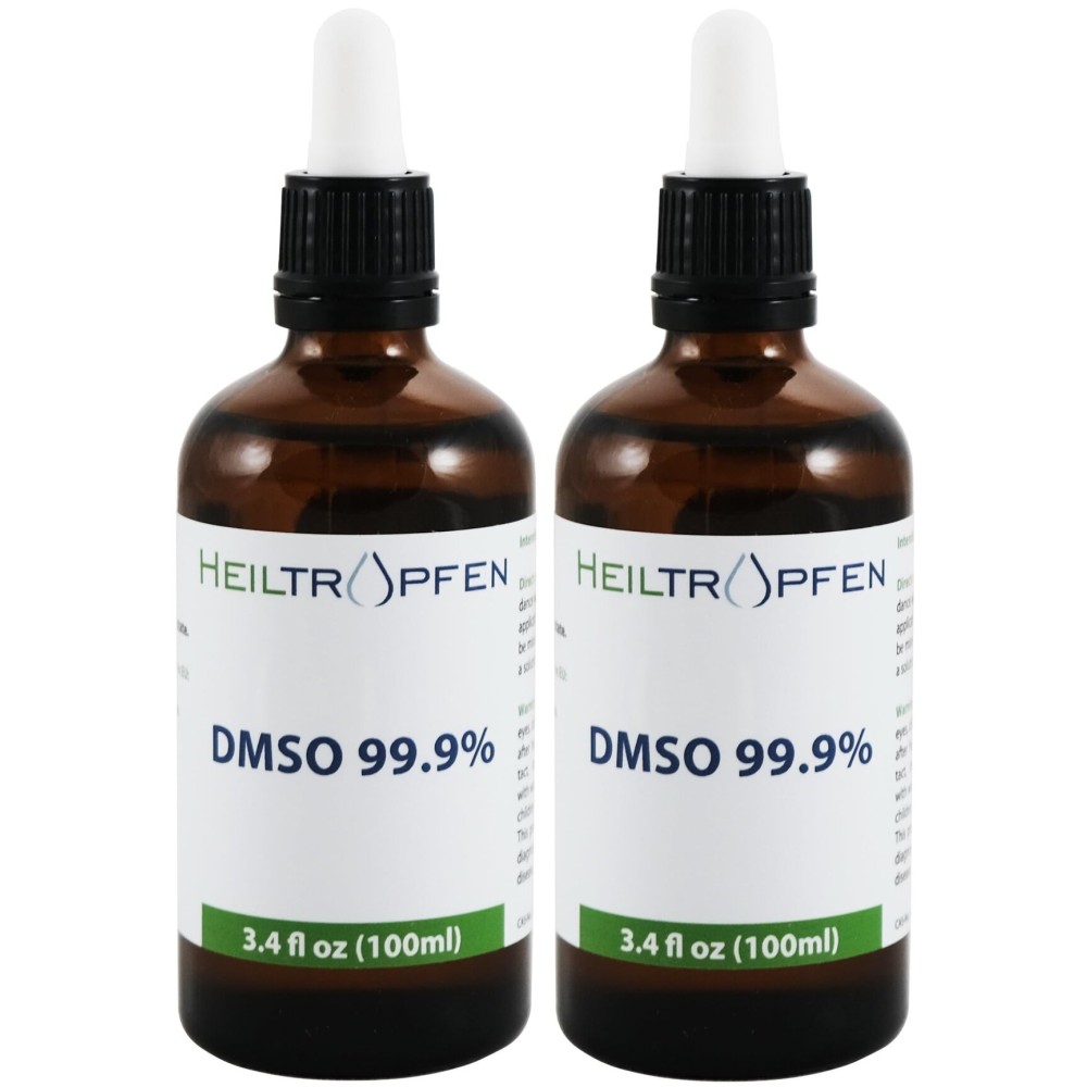 2X DMSO 99.9% Pharma grade ingredients | Low odor - Dimethyl sulfoxide liquid | 2X 3.4 Oz - 2X 100 ml | High purity | Set of two | Heiltropfen