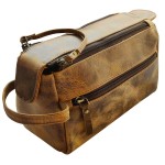 RUSTIC TOWN Leather Toiletry Bag for Men - Hygiene Organizer Travel Ditty Kit (Antique Brown)