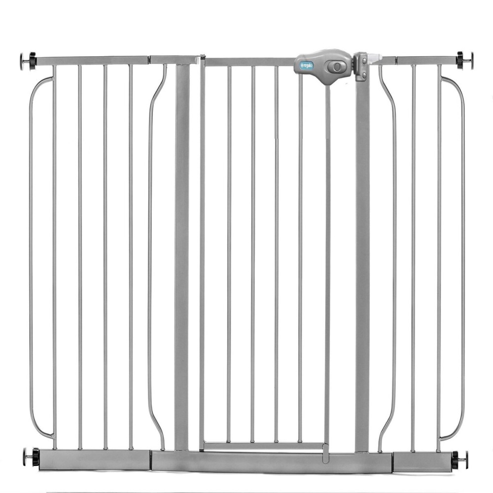 Regalo Easy Step 49-Inch Extra Wide Baby Gate, Includes 4-Inch and 12-Inch Extension Kit, 4 Pack of Pressure Mount Kit and 4 Pack of Wall Mount Kit, Platinum
