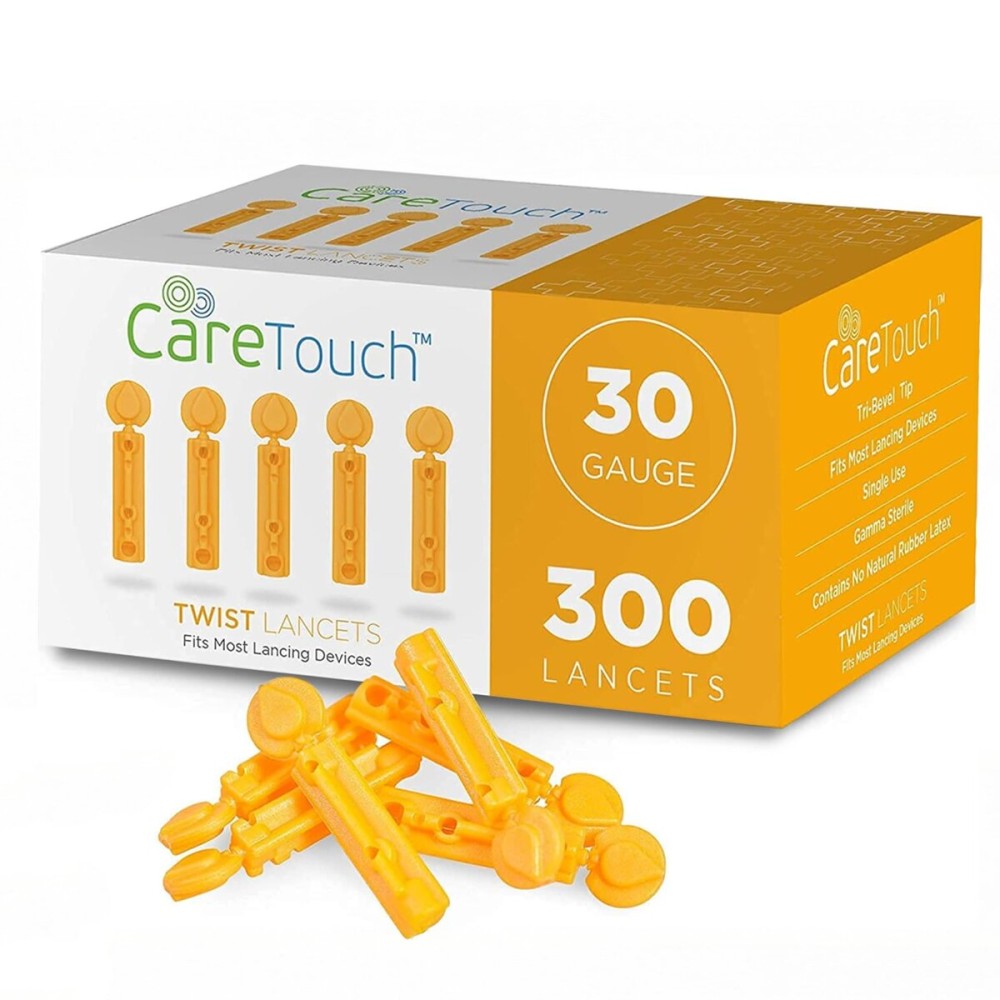 Care Touch Lancets for Diabetes Testing - 30 Gauge Diabetic Lancets for Blood Testing and Glucose Testing - Fits Most Lancing Devices - Sterile, Single Use 30g Blood Sugar Lancets - 300 count