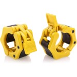 Greententljs Olympic Barbell Clamps Quick Release Pair of Locking 2 Olympic Bar Barbell Clip Lock Collars Spinlock Workout Pro Collar Clips for Squat Weightlifting Fitness Training (Pair of Yellow)