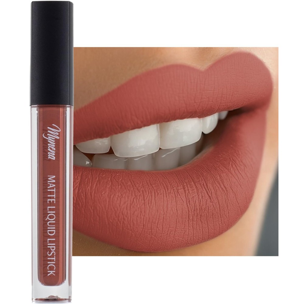 Mynena Warm Terracotta Rose Matte Liquid Lipstick | Long-Lasting Comfort | Smudge-Proof Transfer-Resistant | Full Coverage Non-Drying | Vegan & Cruelty-Free | All-Day Wear Lip Color | Zoe