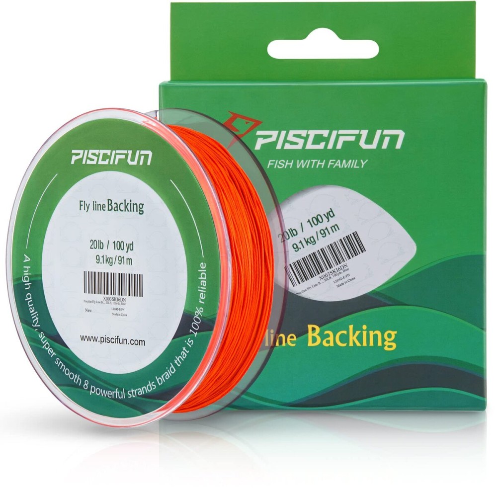 Piscifun Fishing Line Backing, Braided Fishing Backing Line, 20LB, 100yds, Orange