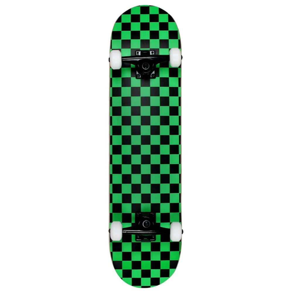 Krown Rookie Checker Skateboard, Black/Green, 7.75