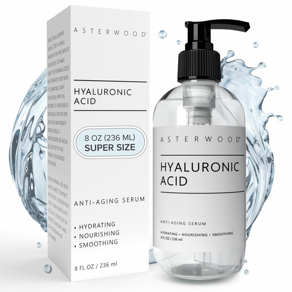 Asterwood Hyaluronic Acid Serum for Face - Plumping, Anti-Aging, Hydrating - Fragrance-Free - 8 Fl Oz