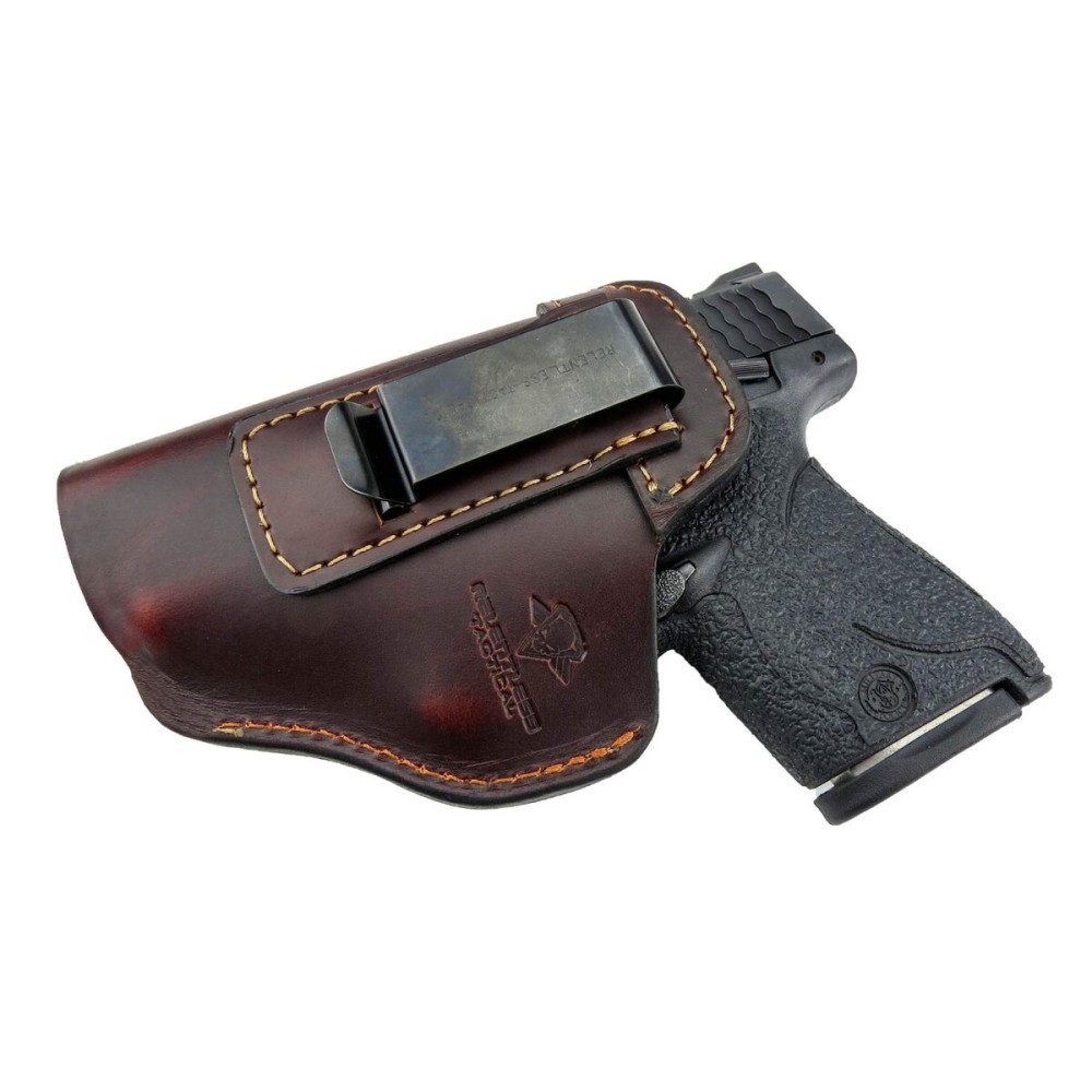 Relentless Tactical The Defender Leather IWB Holster | Made in USA | Fits Glock 17 19 19X 22 26 43 43X 45 | Taurus GC3 | S&W M&P Shield | Canik TP9 Elite | Plus All Similar Sized Handguns | Brown LH