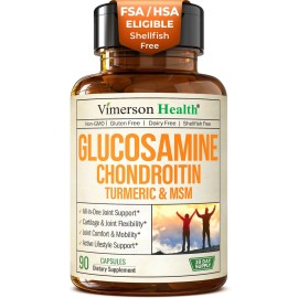 Glucosamine Chondroitin MSM - Joint Support Supplement for Women and Men with Glucosamine Sulfate 1500 mg, Chondroitin and MSM - for Cartilage, Joint Health and Flexibility - 90 Capsules