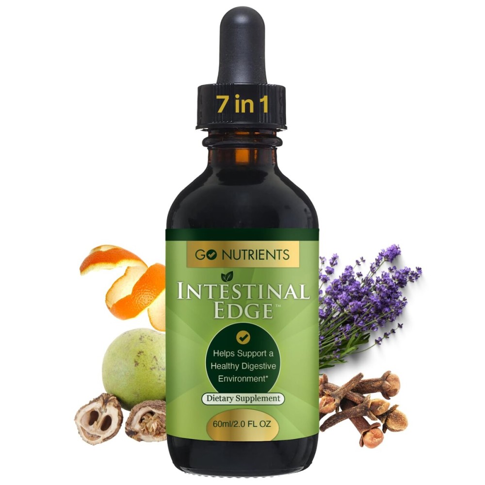 Go Nutrients Intestinal Edge - Gut Cleanse for Humans with Wormwood, Black Walnut, Clove - Detox Liquid for Women, Men, Children & Adults - Organic Herbal Support for Digestion & Wellness - 2oz