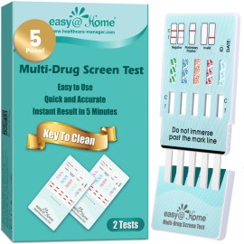 EasyHome 5 Panel Urine Drug Test Kit, Testing THC/Marijuana, AMP, BZO, COC, OPI 2000, at Home All Drugs Screening Tests, EDOAP-754 2 Pack