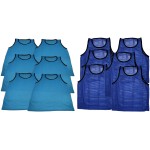 BlueDot Trading Adult Sports Pinnie Scrimmage Training Vest, Combo Light Blue/Blue, 12 Pack