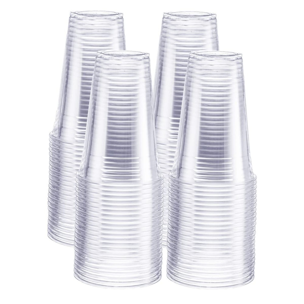 GUSTO [20 oz. - 100 Pack] Crystal PET Clear Plastic Cups for Party - Ideal for Cold Beverages, Smoothies, and Parties -(Formerly Comfy Package)