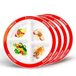 Health Beet MyPlate Portion Control Plate - 4 Divided Sections for Fruit Grains Veggies Proteins - Dishwasher & Microwave Safe Sectioned Plates for Health Education (Set of 4)