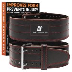 Leather Workout Belt - Weightlifting Belt with Metal Buckle for Men and Woman (Black/Red, Large)