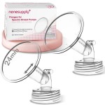 Nenesupply 24mm 2 pc Flanges Compatible with Spectra S2 S1 9 Plus Synergy Gold Breastpump Replacement to Spectra Pump Parts Flange Accessories Wide Mouth Work with Valve Backflow Protector Bottle