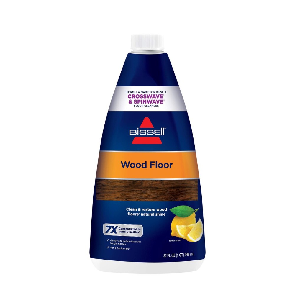 Bissell CrossWave & SpinWave Wood Floor Cleaning Formula, 32 oz, Dissolves Dirt, Grime, and Sticky Messes, Safe on Sealed Floors, Pair with CrossWave, SpinWave, & Other Hard Surface Cleaners, Lemon