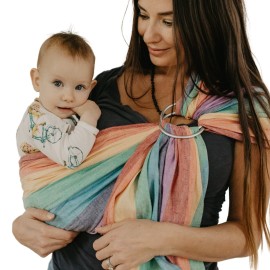 Hip Baby Wrap - Baby Wraps Carrier for Infants and Toddlers - Soft, Durable Cotton Toddler Sling Carrier for Babies 8-35 lbs - Comfortable, Versatile for Nursing, Baby Shower Gifts - Summer Rainbow