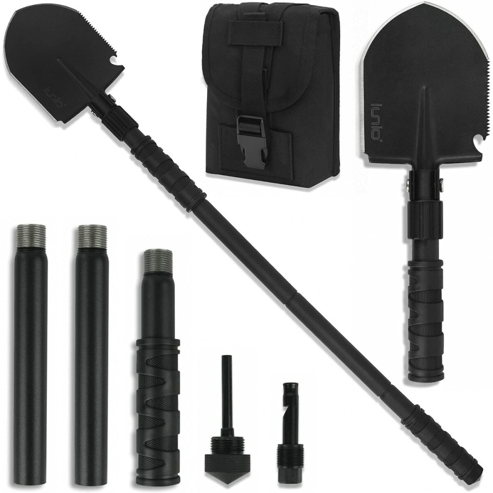 Folding Camping Shovel 31inch, Heavy-Duty Survival Shovel with Pickaxe, Carbon Steel Military Entrenching Tool, Collapsible Spade for Disaster Cleanup, Car Emergency, Off-Road, Trenching, Gardening