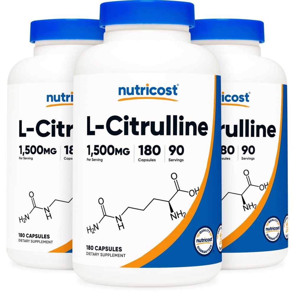 Nutricost L-Citrulline 750mg, 180 Capsules (3 Bottles)