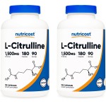 Nutricost L-Citrulline 750mg, 180 Capsules (2 Bottles)