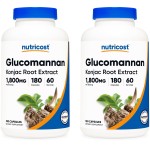 Nutricost Glucomannan 1,800mg Per Serving, 180 Capsules (2 Bottles)