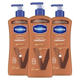 Vaseline Intensive Care Body Lotion Cocoa Radiant 3 count for Dry Skin Lotion Made with Ultra-Hydrating Lipids and Pure Cocoa Butter for a Long-Lasting, Radiant Glow 20.3 Oz