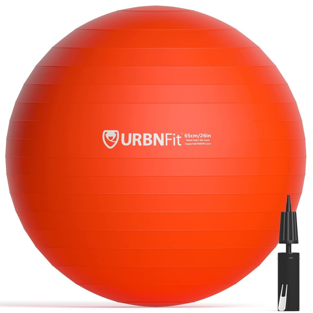 URBNFit Exercise Ball - Yoga Ball in Multiple Sizes for Yoga, Pilates, Pregnancy, Stability - Anti-Burst Swiss Balance Ball w/Quick Pump - Office Ball Chair for Home and Gym - 22 Inch - Red