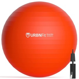 URBNFit Exercise Ball - Yoga Ball in Multiple Sizes for Yoga, Pilates, Pregnancy, Stability - Anti-Burst Swiss Balance Ball w/Quick Pump - Office Ball Chair for Home and Gym - 22 Inch - Red